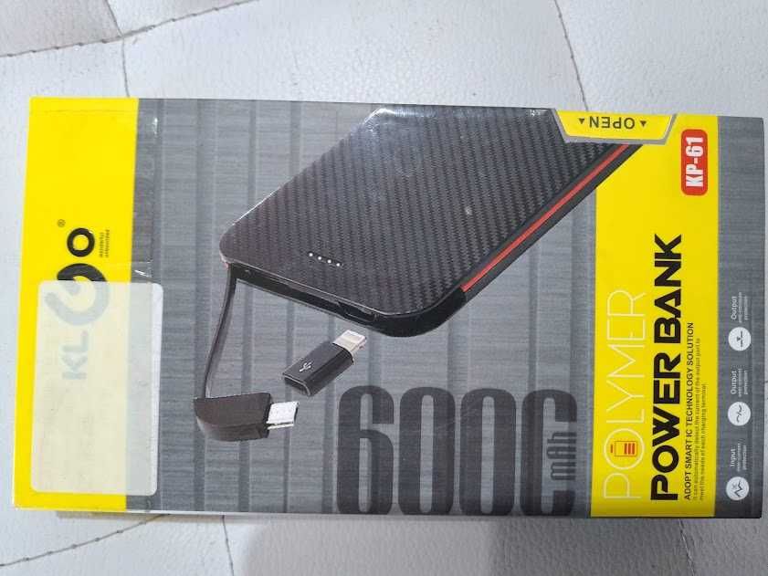 Преносима външна батерия KLGO, 6000mah, Бъpзo зapeждaнe, Бял