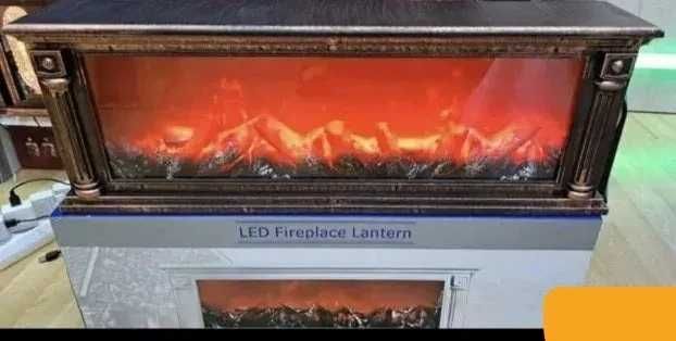 Декоративна камина с LED осветление, истински пламък, 63x22x12 см