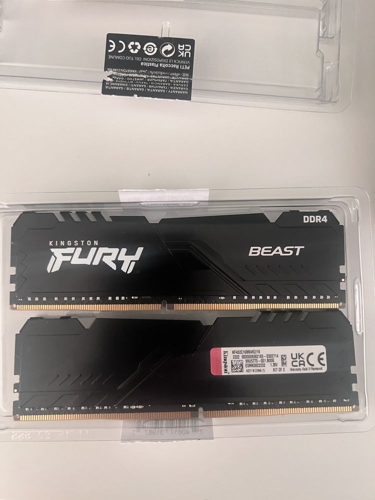 Рам памет Kingston FURY Beast RGB 16GB (2x8GB) DDR4 3200MHz