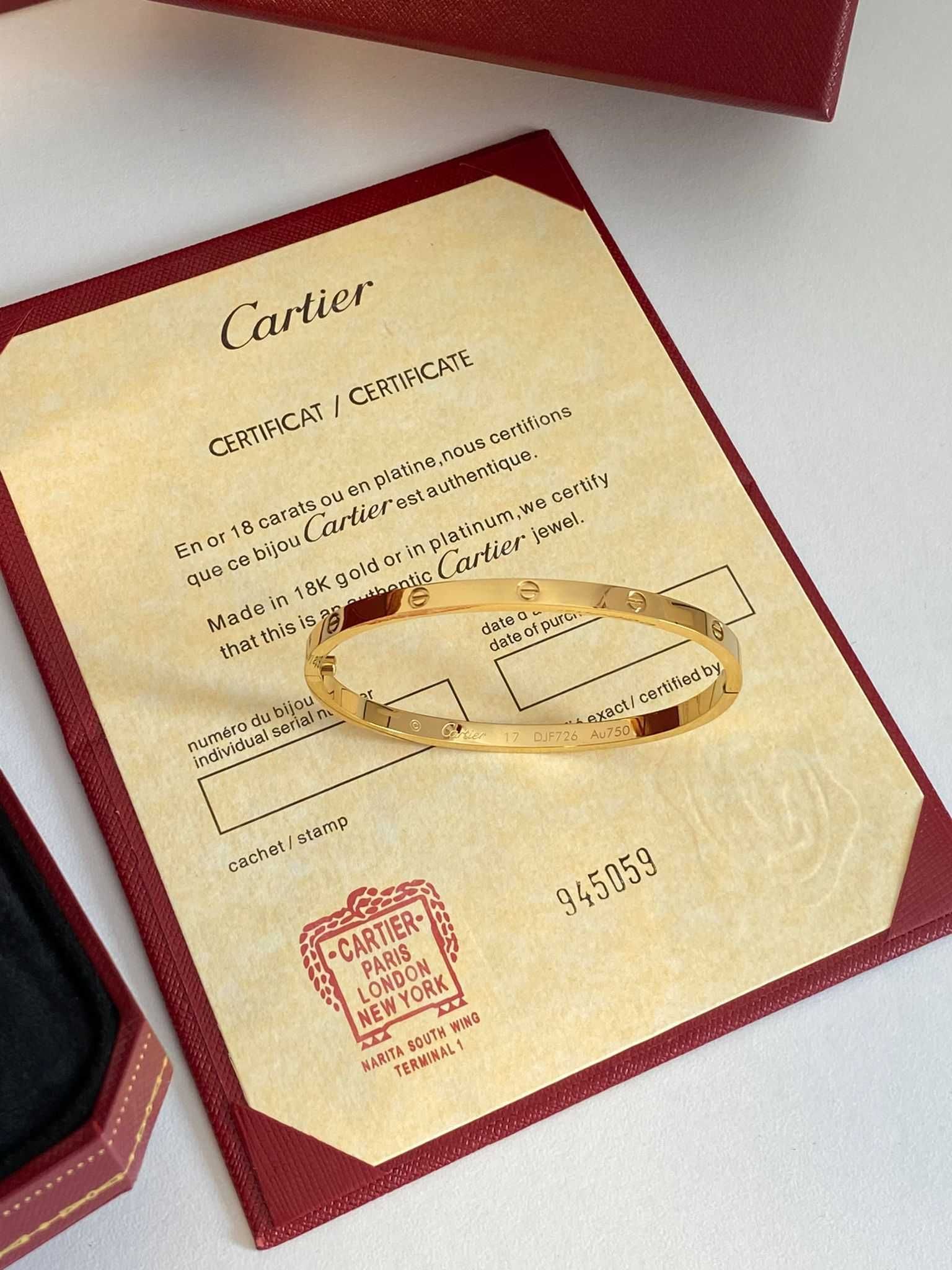 Brățară Cartier LOVE Slim 17 Gold 750 cu Cutie