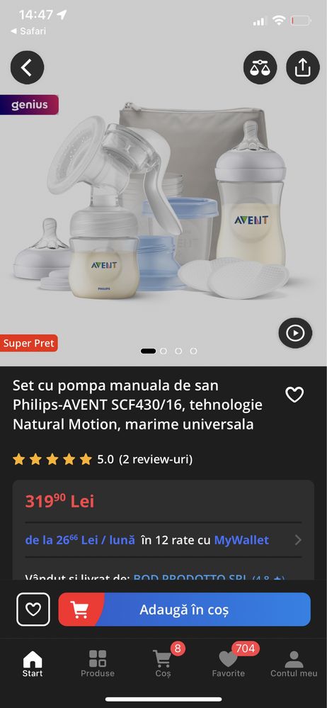 Set Pompa Manuala San Philips Avent nou