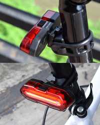 Stop bicolor rosu-albastru USB rotativ 360 gr bicicleta trotineta IPx4