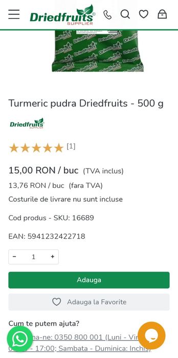 Turmeric 500g punga nefolosita driedfruits