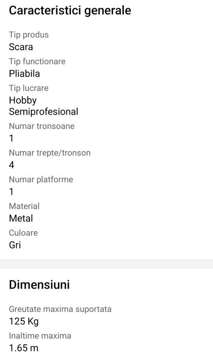 Scara metalica EVOTOOLS 647627, 1.65 m inaltime, 4 trepte + 1
