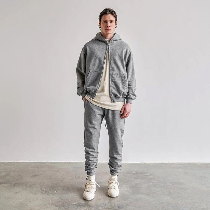 Represent Blank Zip Hoodie in Grey Melange size S