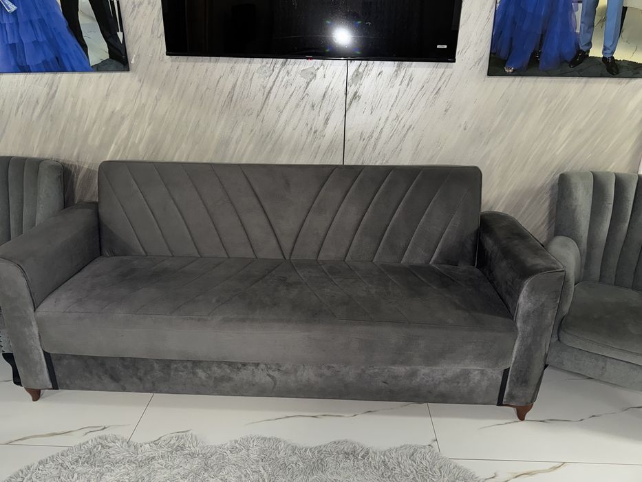 Canapea cu doua fotolii grii