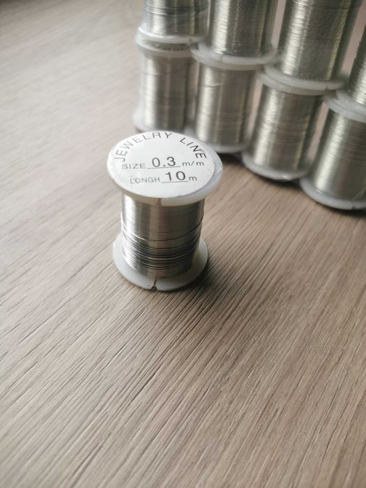 Fir metalic sarma pentru bijuterii 0,3 mm, argintiu, set 25 role x 10m