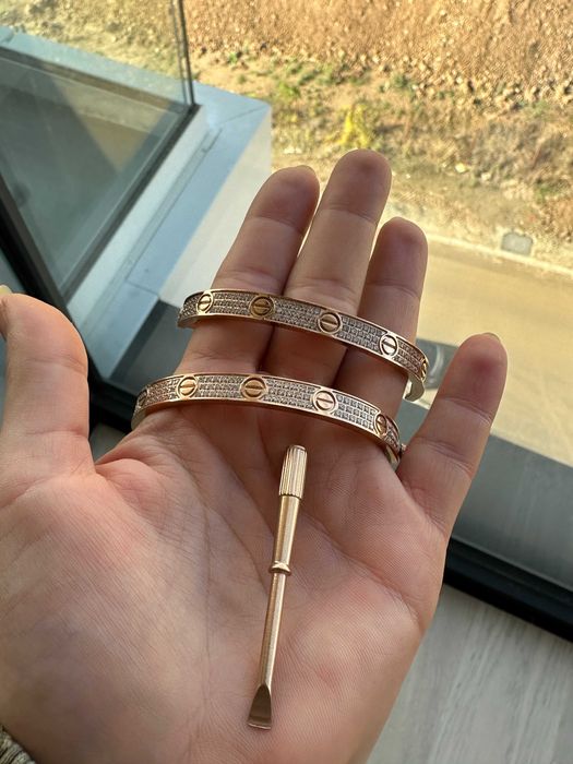 Bratara Cartier full cristale 16 dama rose