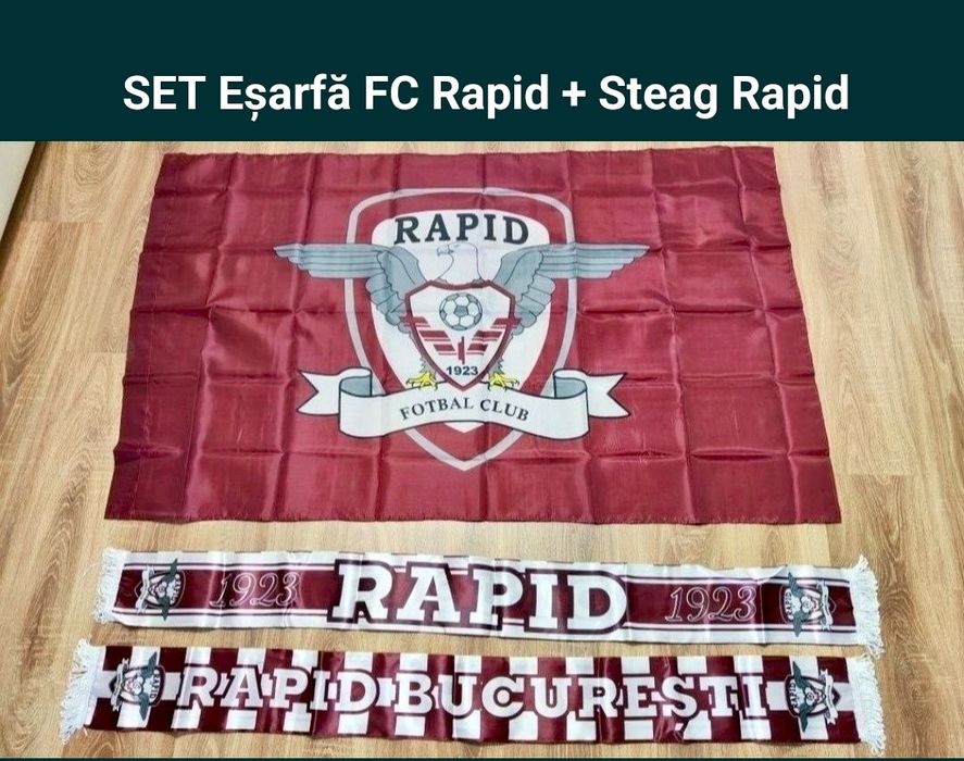 Set Steag FC Rapid + Eșarfă FC Rapid București