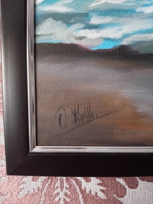 Картина " я и море" 44х44 масло платно