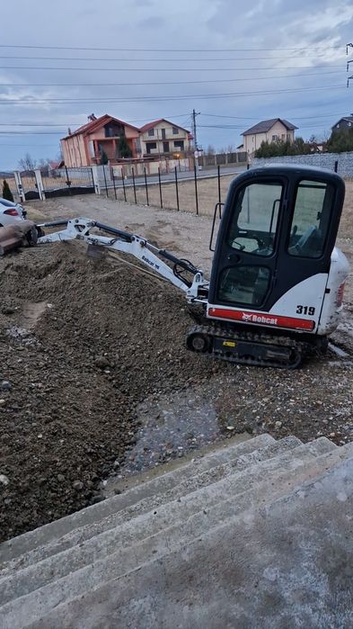 Miniexcavator de inchiriat, Excavator, Bobcat, burgiu ,freza, fundati,
