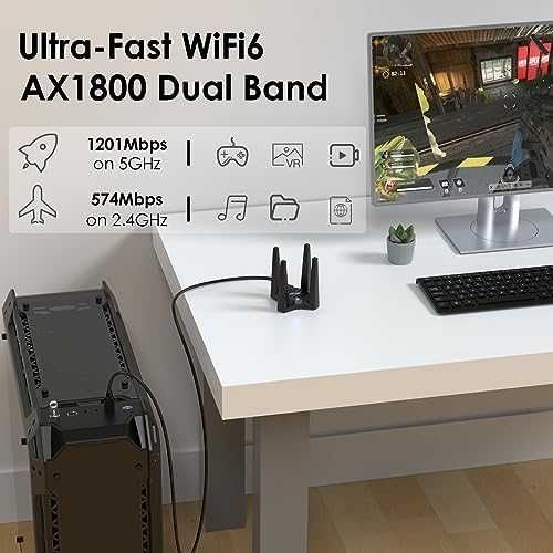 WiFi 6 адаптер за PC MU-MIMO Beamforming Soft AP режим донгъл 4 антени