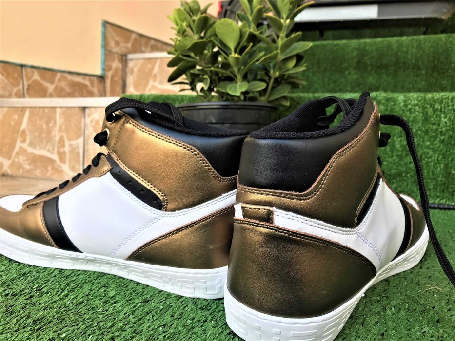 GUESS PELZY Sneakers barbati, culoare bronz, alb, negru, marimea 43.5