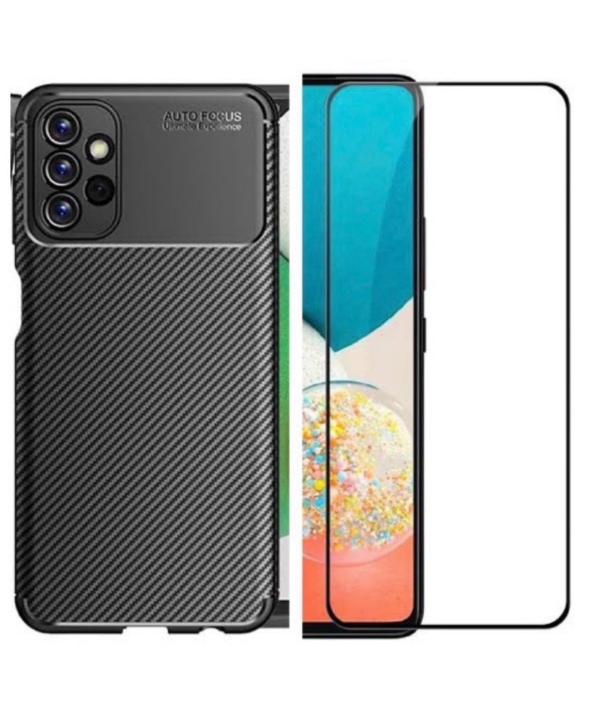 Samsung A13/A15/A25/A04S - Pachet Husa Carbon Neagra +Folie Sticla 11D