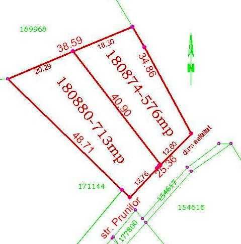 vand teren intravilan Oncea str. Prunilor s=1289mp fs25.36m intravilan