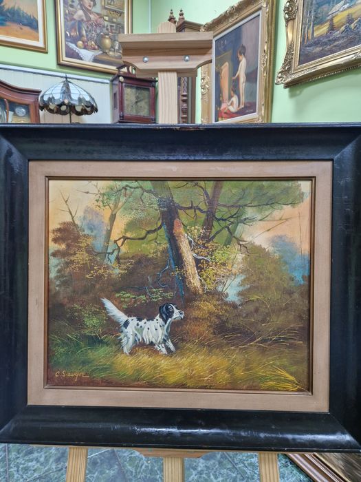 Чудесна антикварна авторска картина масло върху платно