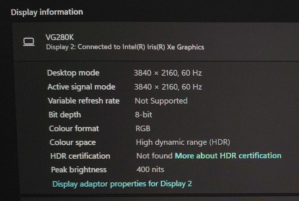 Acer VG280K | 28", 4K, HDR10, 1ms, Freesync