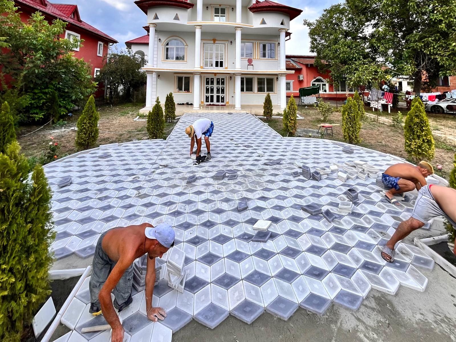 Fabricam pavaje zone rezidențiale model Solzi pavele Montaj borduri