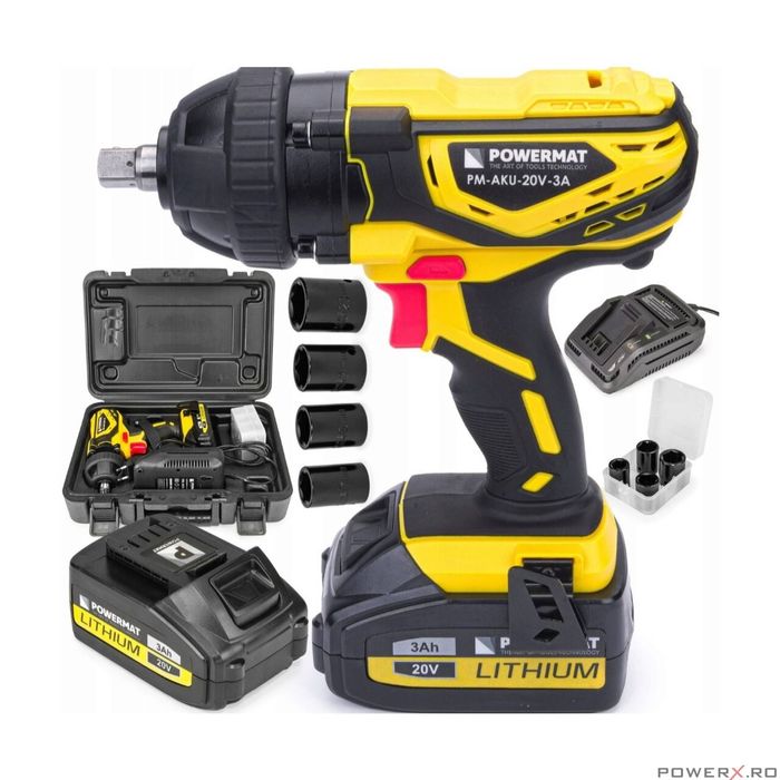 Pistol de impact, 450 Nm, acumulator 20V 3Ah, Powermat