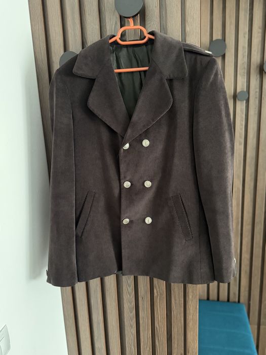 Sacou toamna maro si bleumarin