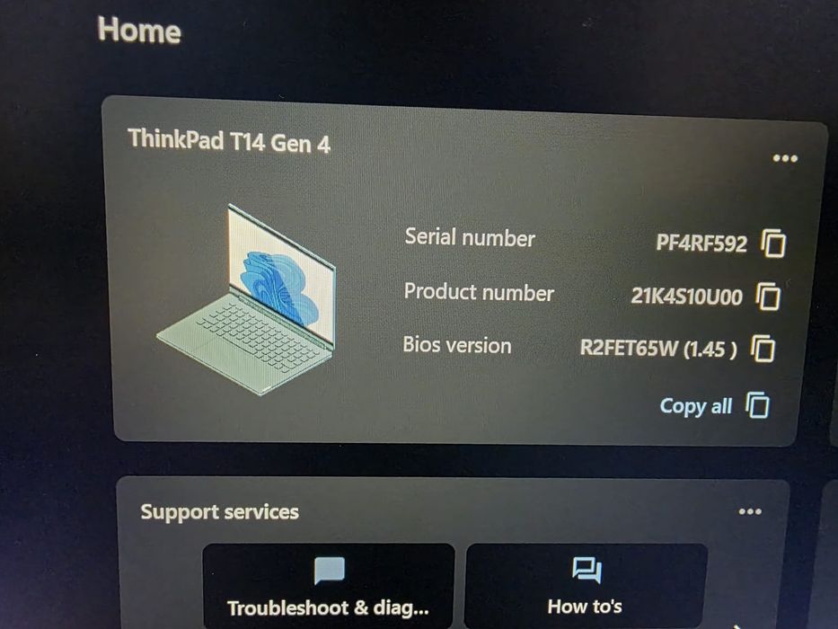 Laptop Lenovo T14 Gen 4 AMD Ryzen 5 PRO 7540U 16Gb DDR5 512Gb SSD NVMe
