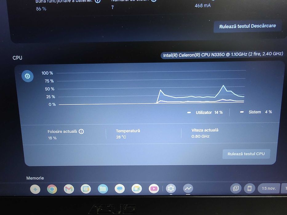 Laptop ultraportabil Asus Chromebook C523N N3350 2.4 GHz 15.6 4GB 64GB