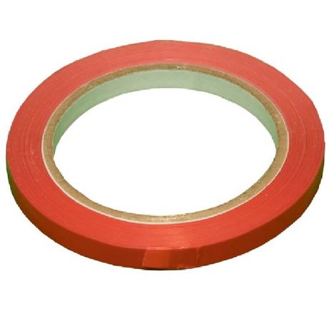 Banda adeziva PVC rosie pentru sigilat pungi 9 mm 60 metri