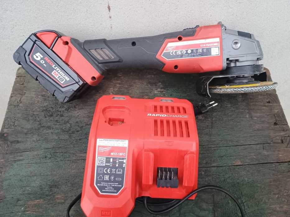 Flex milwaukee fsag125x baterie 5 ah și încărcător rapid