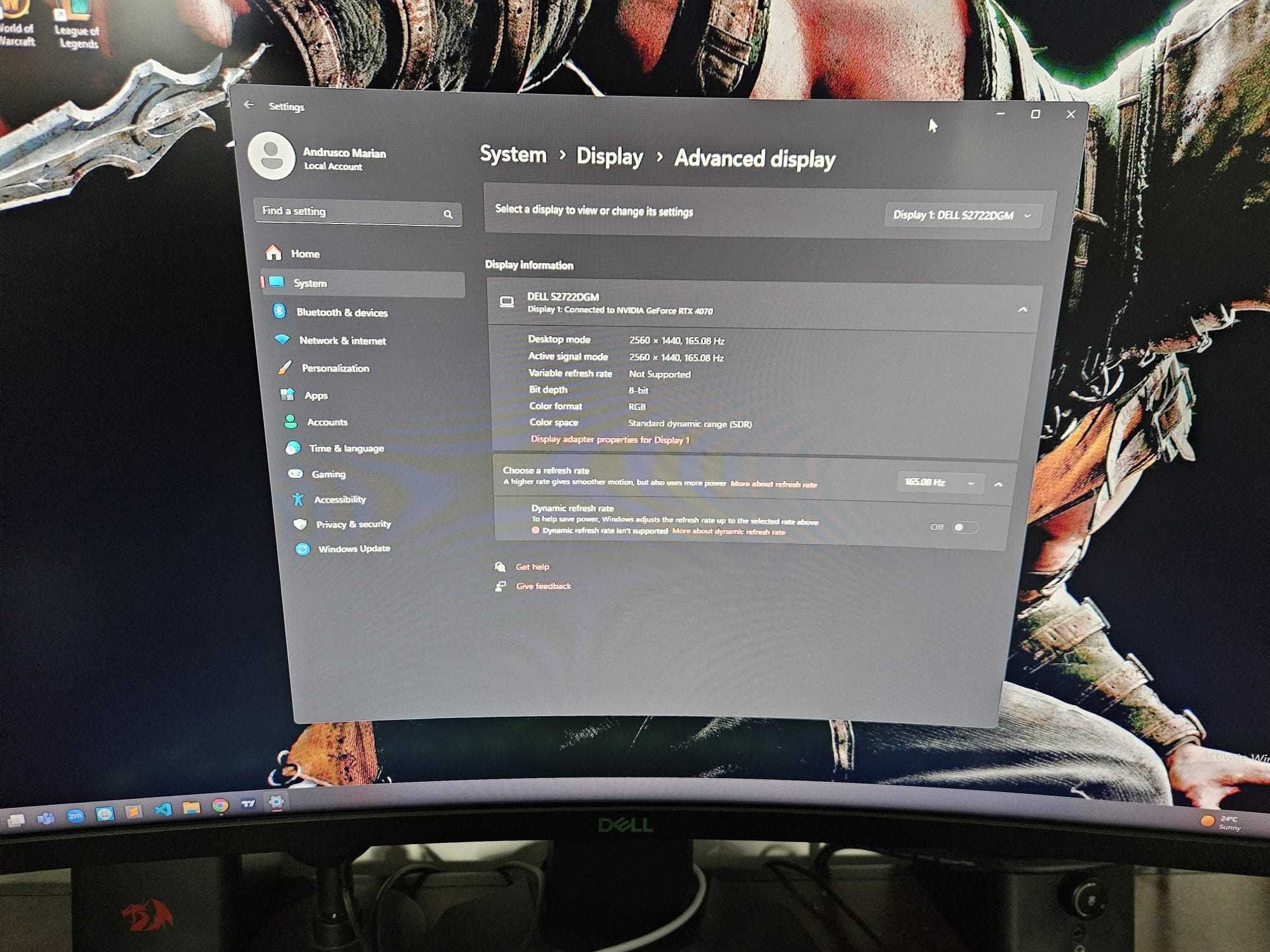 Monitor Gaming Curbat LED VA Dell 27'', QHD, 165Hz, 2ms