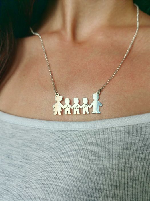 Сребърно колие, семейно колие, колие за подарък, подарък за майка