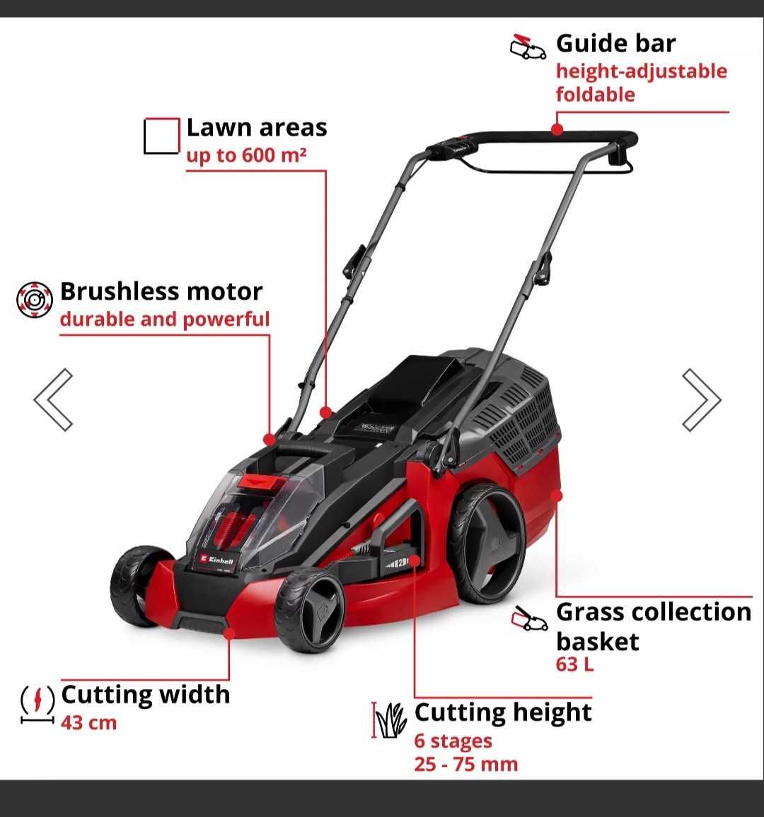 Акумулаторна косачка Einhell Power-X-Change GE-CM 43 Li