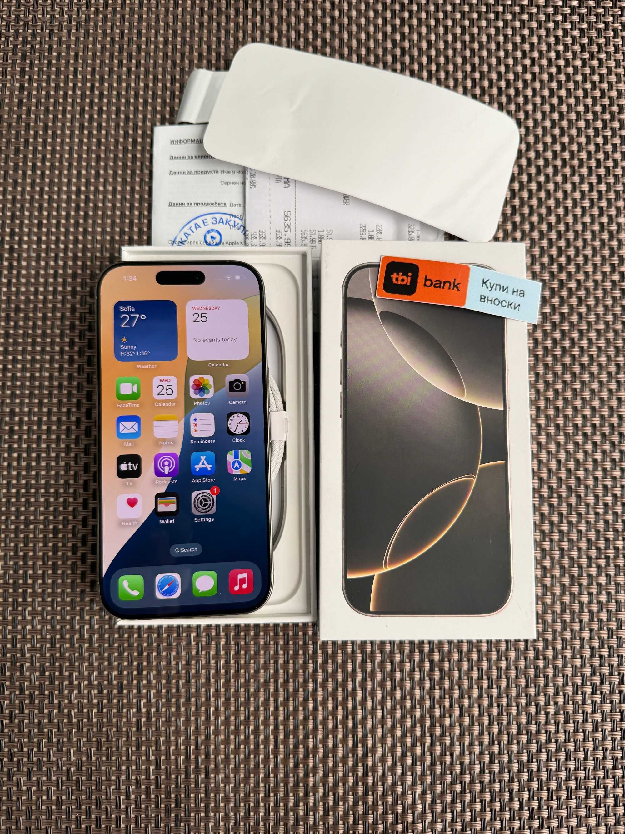 НОВ! 24м ГАРАНЦИЯ iPhone 16 Pro Лизинг от 70лв/м Natural Titanium 128g