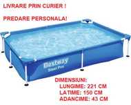 Piscina  dreptunghiulara cu  cadru metalic 221 x 150 x 43cm