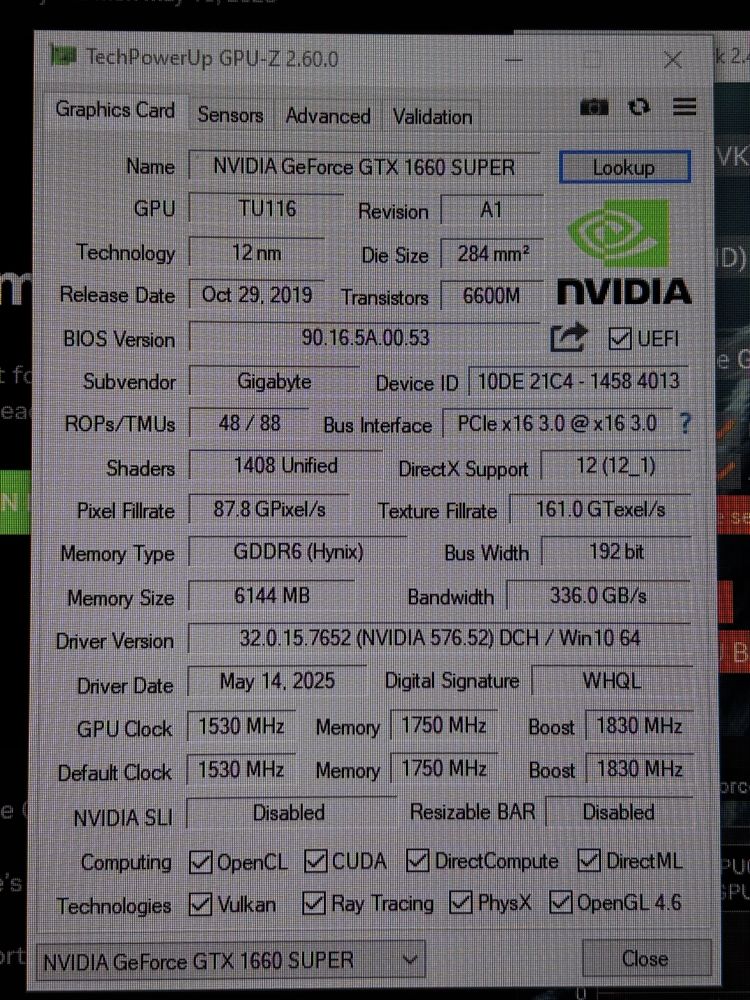 Видеокарта GTX1660 Super 6Gb GDDR6