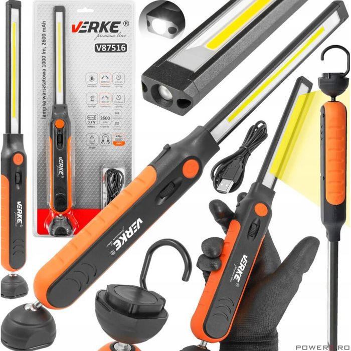 Lanterna pentru atelier profesionala, de inspectie cu led, 1000 LM,