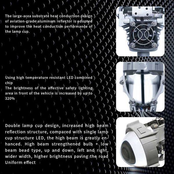 Bi-LED лупи за вграждане, 2.5 инча, 80W 7000lm, 12V,2бр