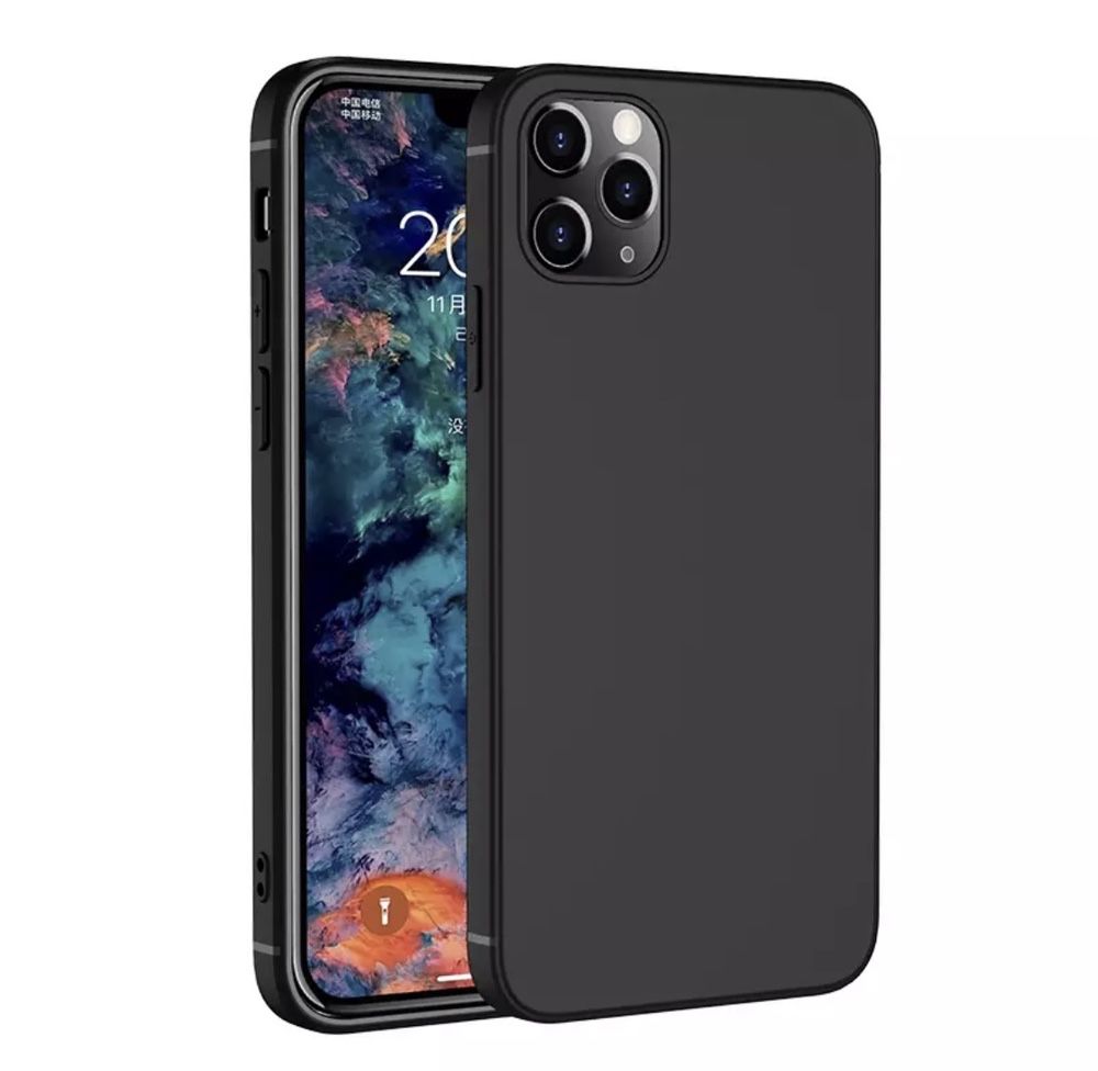 Iphone 11 12 13 Pro Max Husa Super Slim Silic Neagra Clear Camera Safe
