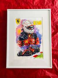 Tablou pictat manual Formula 1 Charles Leclerc Abu Dhabi 2023