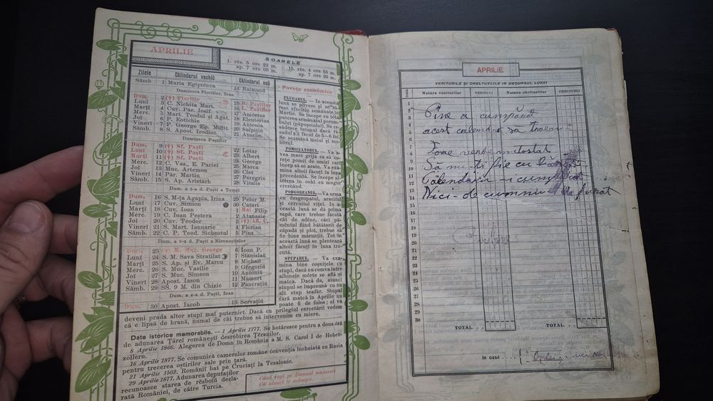 Calendarul Minerva anul 1900 vechi romanesc