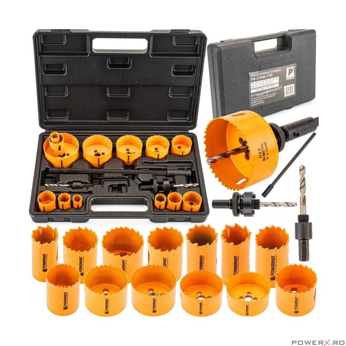 Set 17 carote, burghie pentru metal, lemn, Powermat