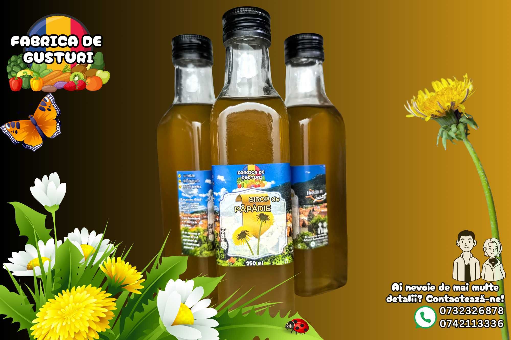 Sirop de păpădie - producție 100% naturală