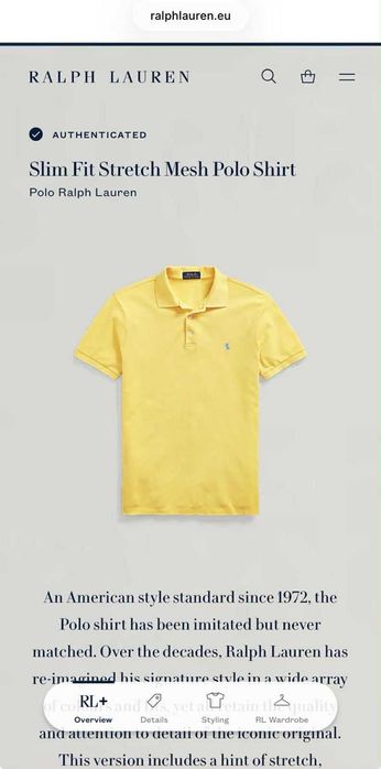 Polo Ralph Lauren Slim Fit Stretch Mesh Polo shirt - S размер
