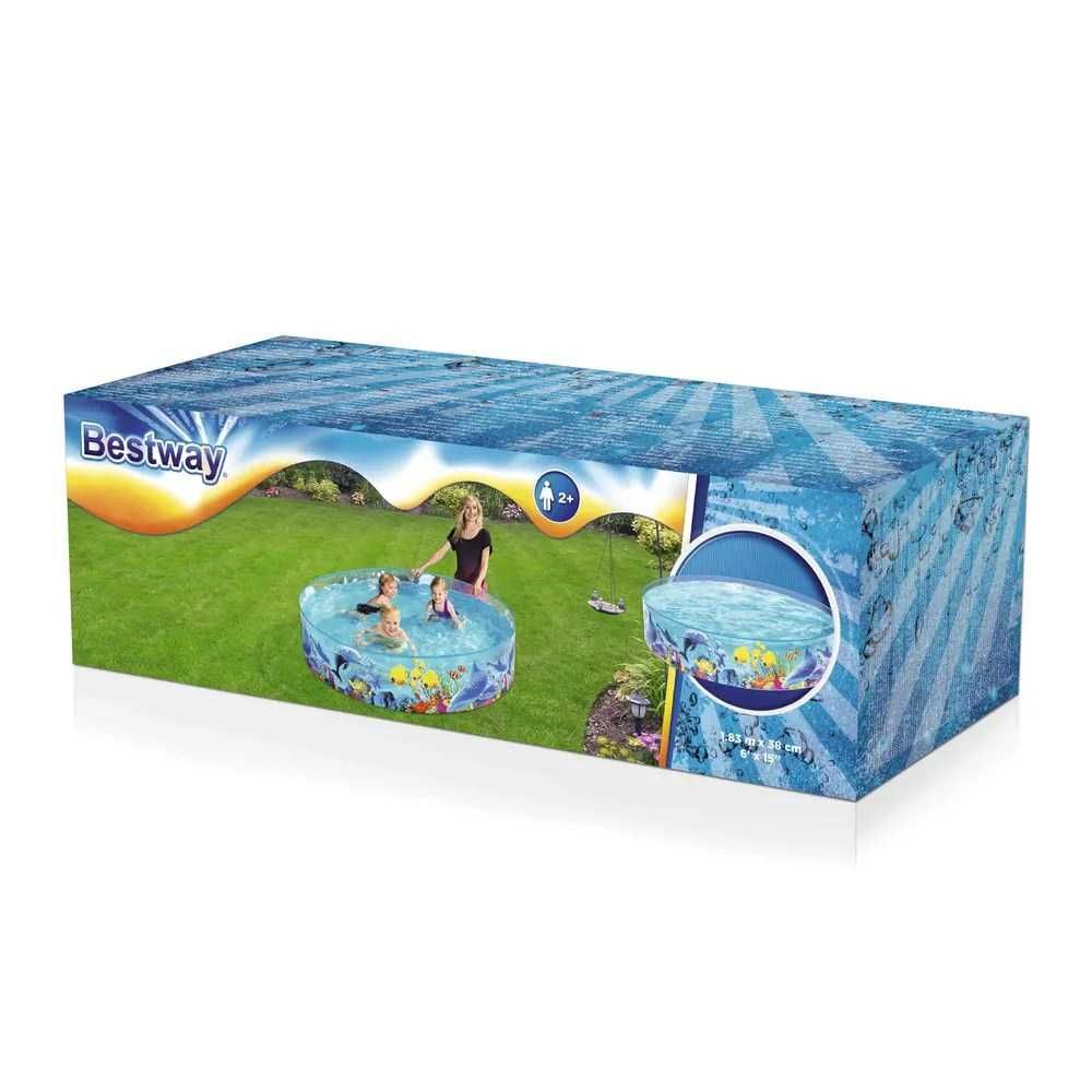 Детски басейн Bestway с твърд борд, 183 x 38 см, PVC, морски свят