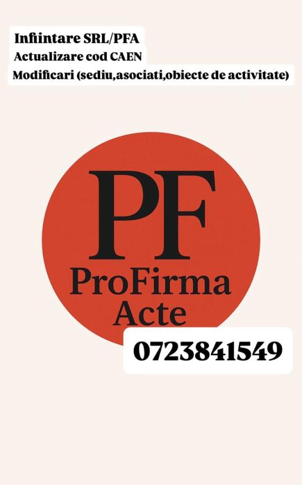 Infiintare SRL Bucuresti/modificari acte/actualizare cod CAEN