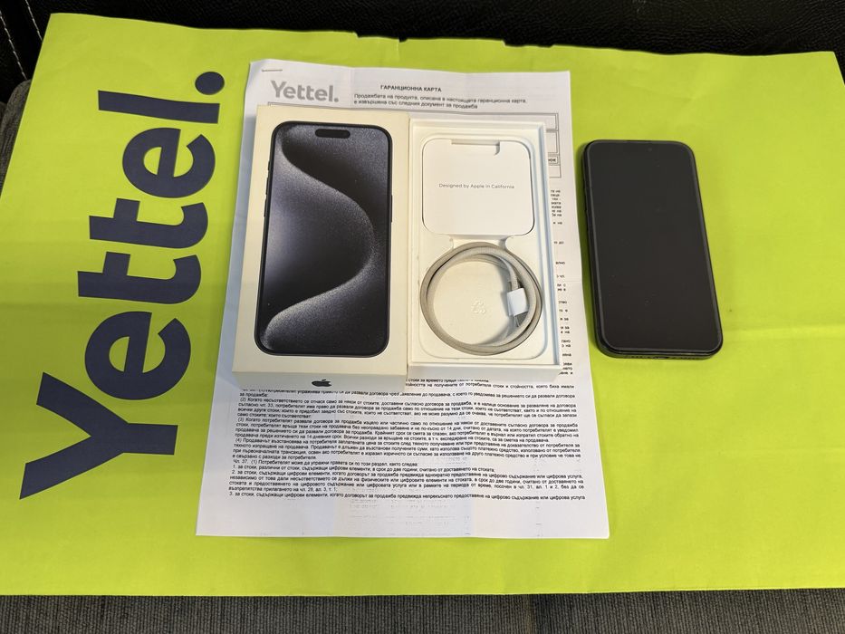 256GB iPhone 15 Pro Yettel Гаранция 2027 Titanium Blue