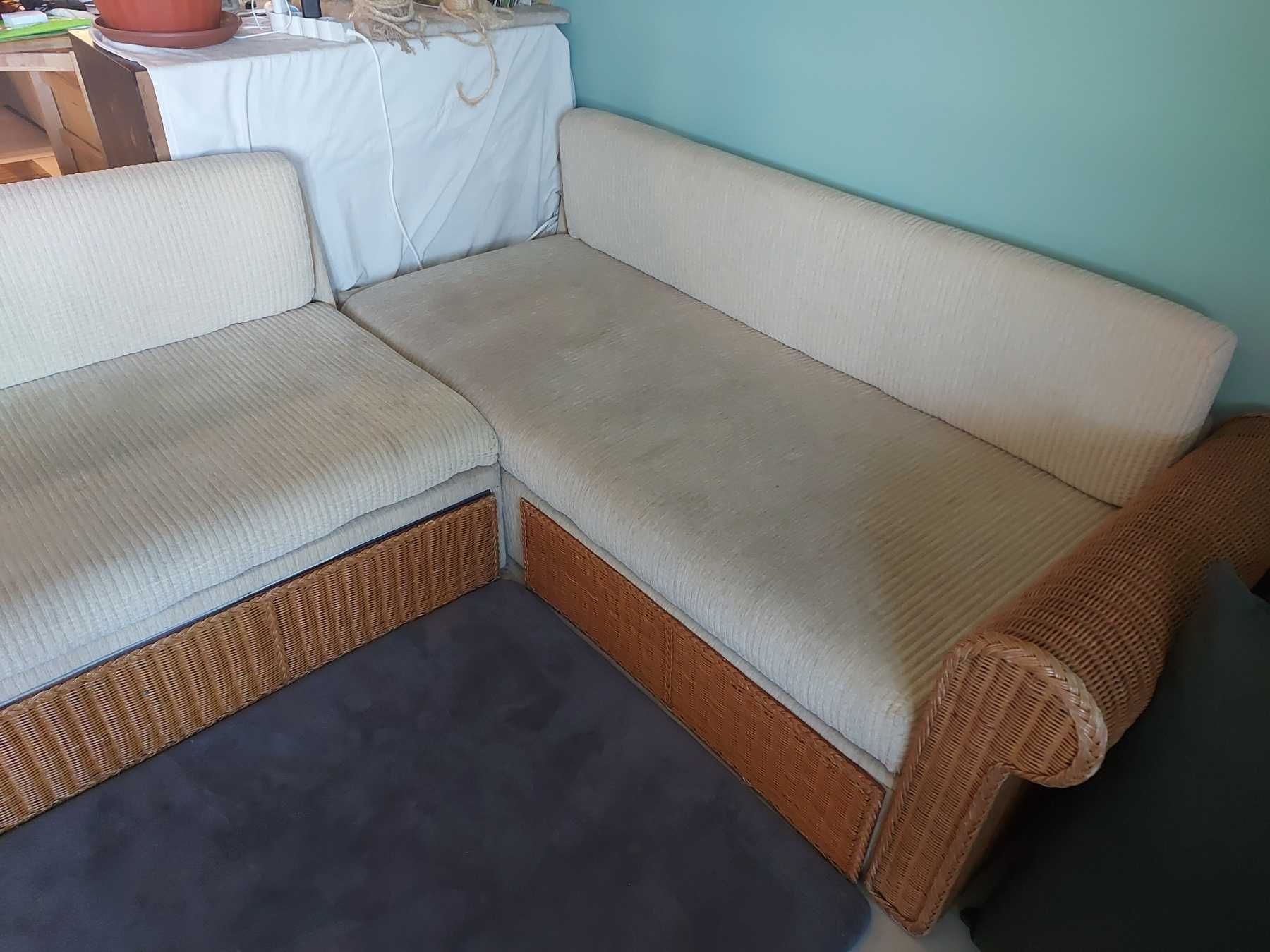 Разтегаем модулен диван от естествен ратан с ракла