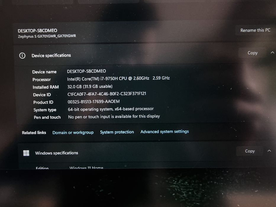 Asus Zephyrus gx701gwr