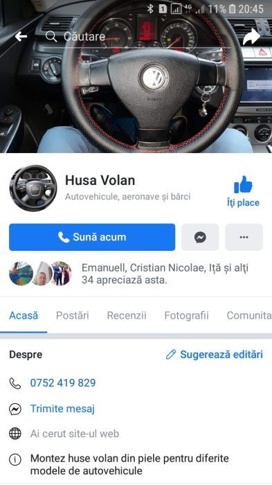 Montez Husa Volan Auto din Piele 100%