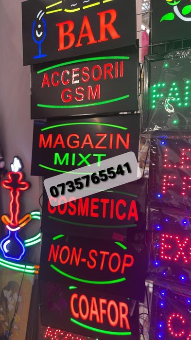 Reclama panou luminos led CAFE BAR INCHIS DESCHIS NOU