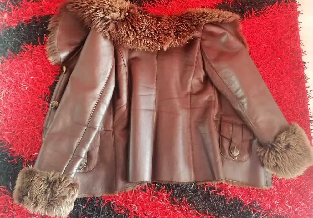 Cojoc jacheta Geaca piele și blană naturală 100%